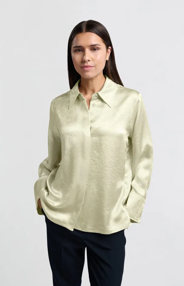 Satin Blouse With Long Sleeves And Loose Fit Pearl Women YAYA Blouses Satin Blouse With Long Sleeves And Loose Fit Pearl Women YAYA Blouses