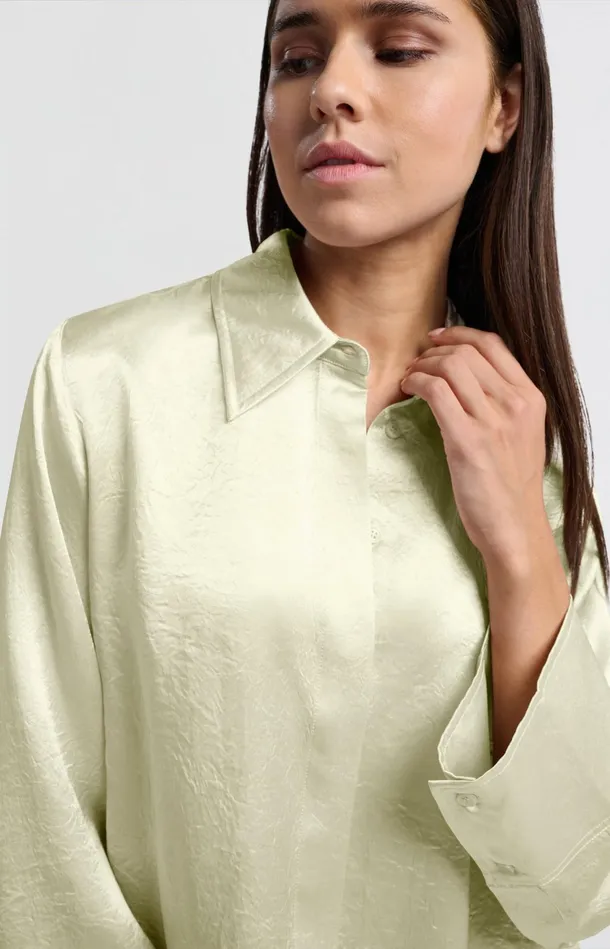 Satin Blouse With Long Sleeves And Loose Fit Pearl Women YAYA Blouses Satin Blouse With Long Sleeves And Loose Fit Pearl Women YAYA Blouses