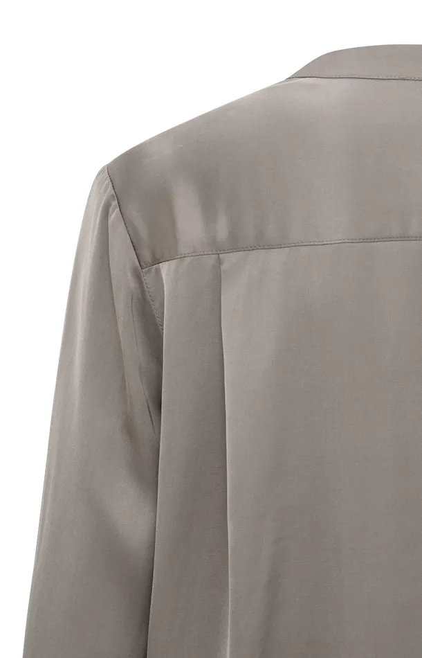 Satin Blouse With Long Sleeves Round Neck And Buttons Moon Rock Dark Sand Women YAYA Blouses Satin Blouse With Long Sleeves Round Neck And Buttons Moon Rock Dark Sand Women YAYA Blouses
