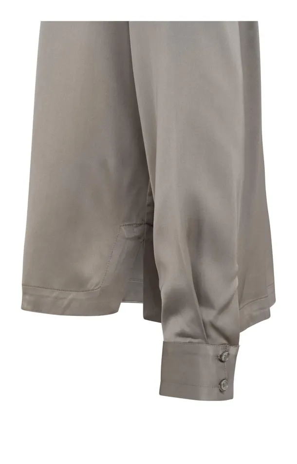 Satin Blouse With Long Sleeves Round Neck And Buttons Moon Rock Dark Sand Women YAYA Blouses Satin Blouse With Long Sleeves Round Neck And Buttons Moon Rock Dark Sand Women YAYA Blouses
