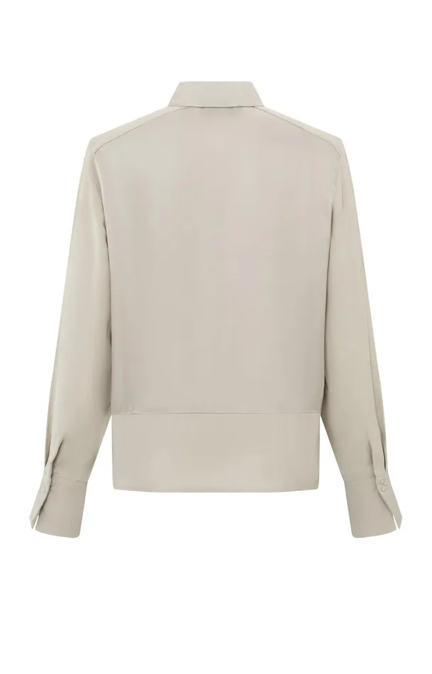 Satin Blouse With Mixed Textures Feather Women YAYA Blouses Satin Blouse With Mixed Textures Feather Women YAYA Blouses