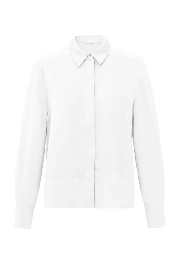Satin Blouse With Mixed Textures Pure White Women YAYA Blouses Satin Blouse With Mixed Textures Pure White Women YAYA Blouses