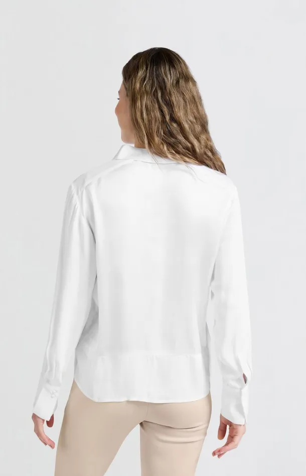 Satin Blouse With Mixed Textures Pure White Women YAYA Blouses Satin Blouse With Mixed Textures Pure White Women YAYA Blouses
