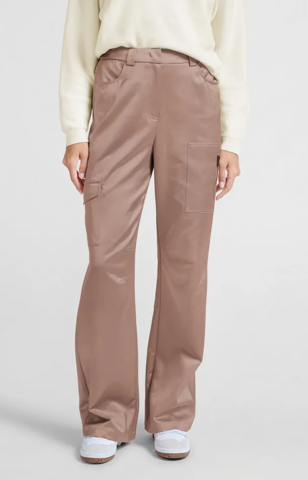 Satin Cargo Trousers With Wide Legs And Pocket Details Dusty Pink Women YAYA Trousers Satin Cargo Trousers With Wide Legs And Pocket Details Dusty Pink Women YAYA Trousers