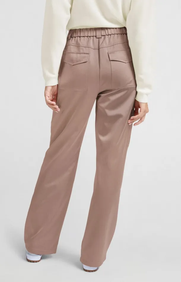 Satin Cargo Trousers With Wide Legs And Pocket Details Dusty Pink Women YAYA Trousers Satin Cargo Trousers With Wide Legs And Pocket Details Dusty Pink Women YAYA Trousers