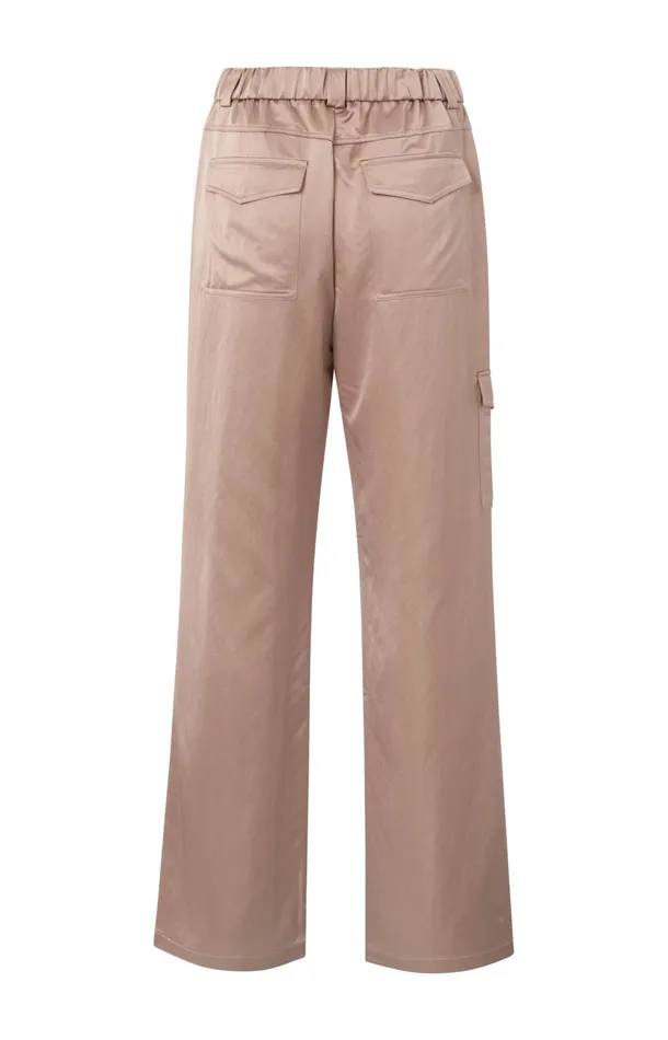 Satin Cargo Trousers With Wide Legs And Pocket Details Dusty Pink Women YAYA Trousers Satin Cargo Trousers With Wide Legs And Pocket Details Dusty Pink Women YAYA Trousers