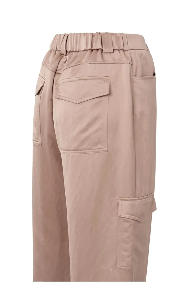 Satin Cargo Trousers With Wide Legs And Pocket Details Dusty Pink Women YAYA Trousers Satin Cargo Trousers With Wide Legs And Pocket Details Dusty Pink Women YAYA Trousers