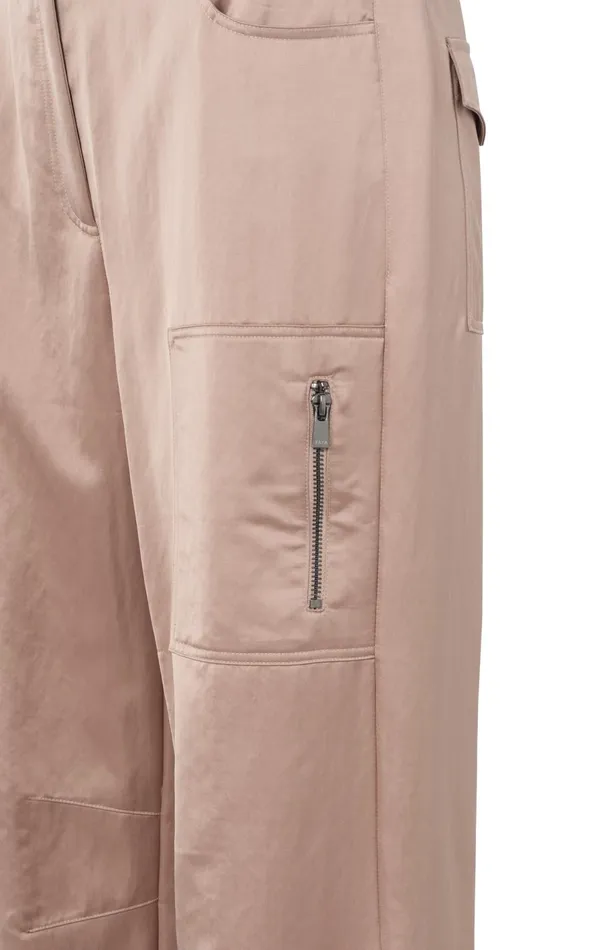 Satin Cargo Trousers With Wide Legs And Pocket Details Dusty Pink Women YAYA Trousers Satin Cargo Trousers With Wide Legs And Pocket Details Dusty Pink Women YAYA Trousers