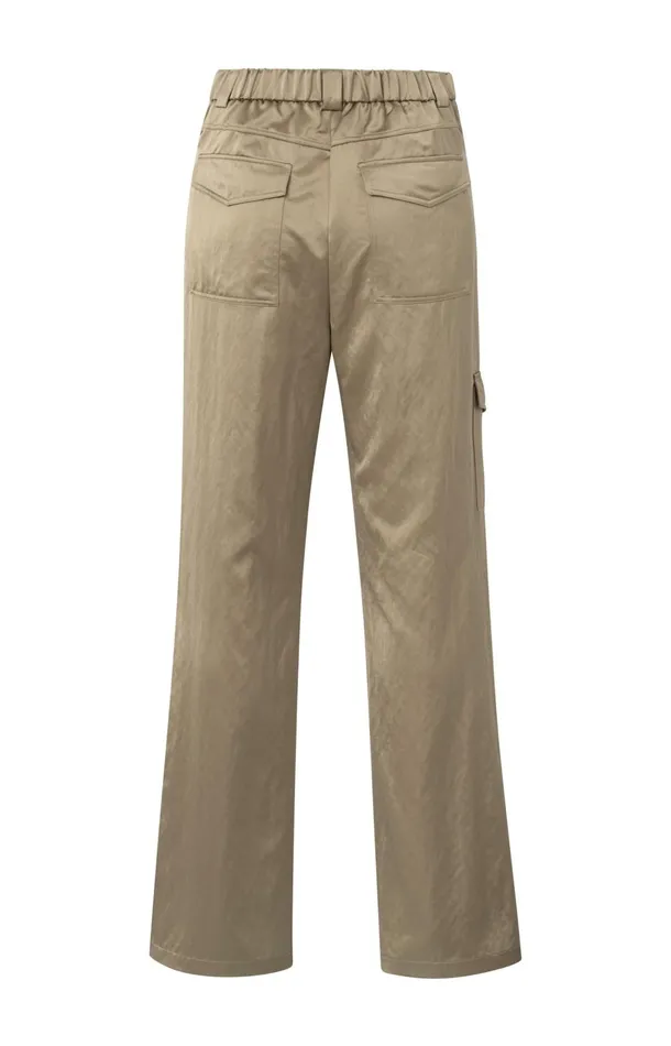 Satin Cargo Trousers With Wide Legs And Pocket Details Safari Women YAYA Trousers Satin Cargo Trousers With Wide Legs And Pocket Details Safari Women YAYA Trousers
