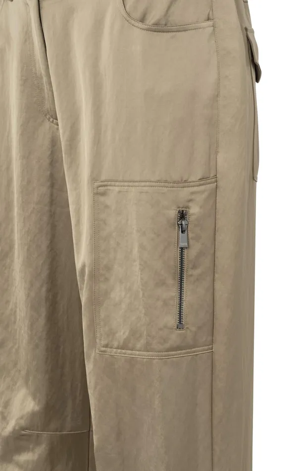 Satin Cargo Trousers With Wide Legs And Pocket Details Safari Women YAYA Trousers Satin Cargo Trousers With Wide Legs And Pocket Details Safari Women YAYA Trousers