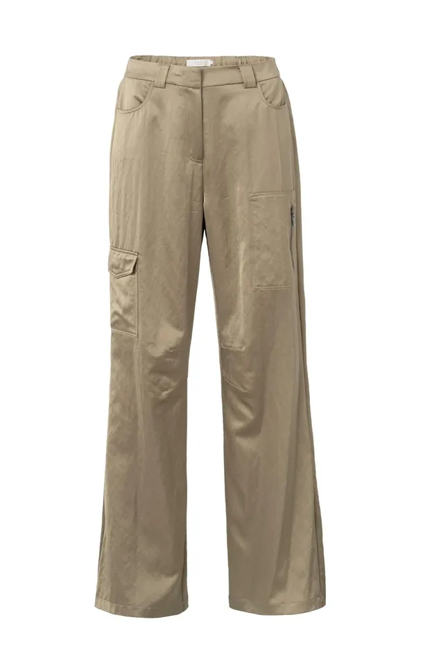 Satin Cargo Trousers With Wide Legs And Pocket Details Safari Women YAYA Trousers Satin Cargo Trousers With Wide Legs And Pocket Details Safari Women YAYA Trousers
