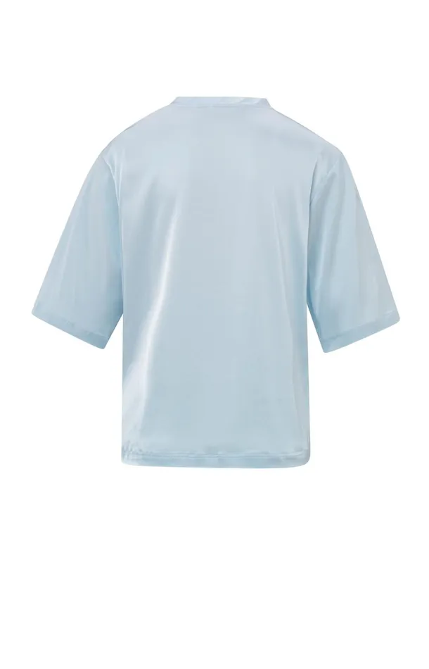 Satin Oversized Tshirt With Round Neckline Gray Dawn Blue Women YAYA Tops Satin Oversized Tshirt With Round Neckline Gray Dawn Blue Women YAYA Tops