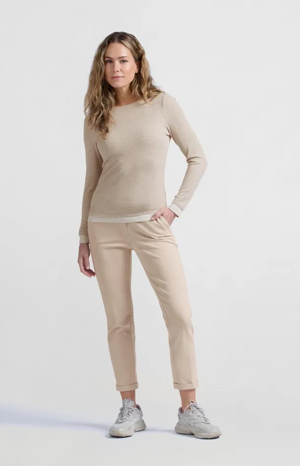 Scuba Trousers With Straight Legs And Adjustable Waistband Feather Grey Women YAYA Trousers Scuba Trousers With Straight Legs And Adjustable Waistband Feather Grey Women YAYA Trousers