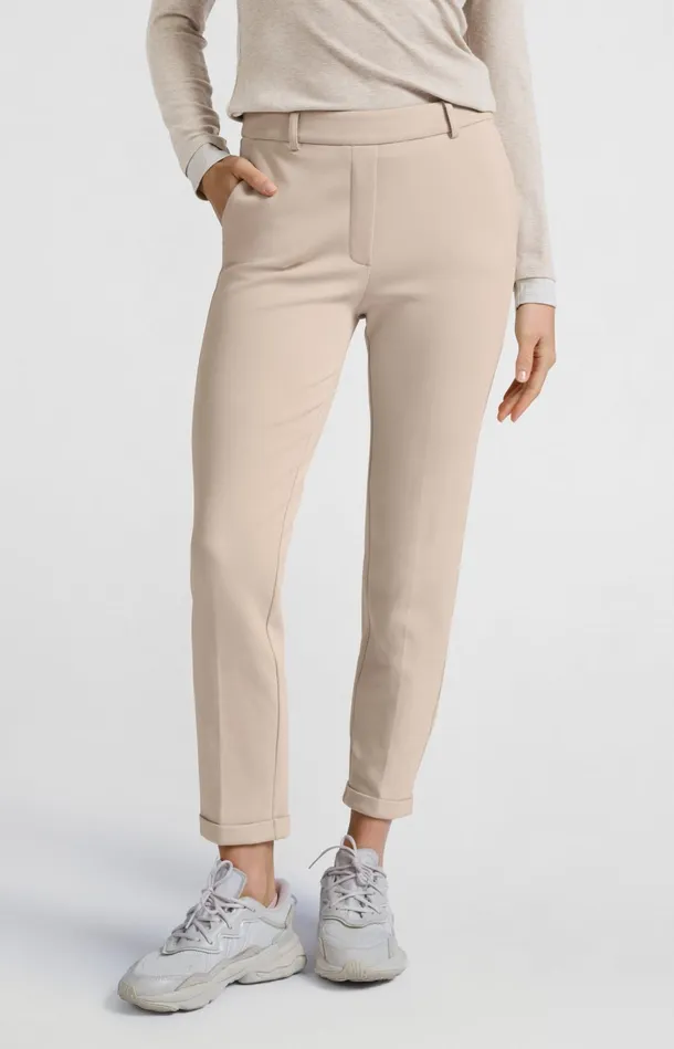 Scuba Trousers With Straight Legs And Adjustable Waistband Feather Grey Women YAYA Trousers Scuba Trousers With Straight Legs And Adjustable Waistband Feather Grey Women YAYA Trousers