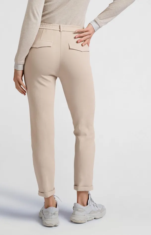 Scuba Trousers With Straight Legs And Adjustable Waistband Feather Grey Women YAYA Trousers Scuba Trousers With Straight Legs And Adjustable Waistband Feather Grey Women YAYA Trousers