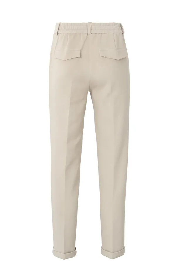 Scuba Trousers With Straight Legs And Adjustable Waistband Feather Grey Women YAYA Trousers Scuba Trousers With Straight Legs And Adjustable Waistband Feather Grey Women YAYA Trousers