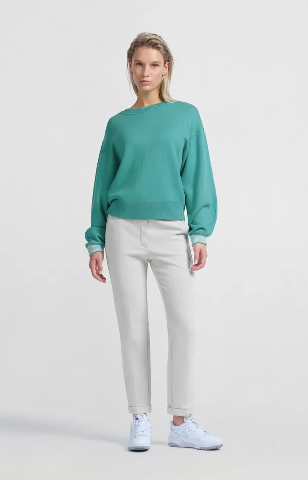 Scuba Trousers With Straight Legs And Adjustable Waistband Harbor Mist Grey Women YAYA Trousers Scuba Trousers With Straight Legs And Adjustable Waistband Harbor Mist Grey Women YAYA Trousers