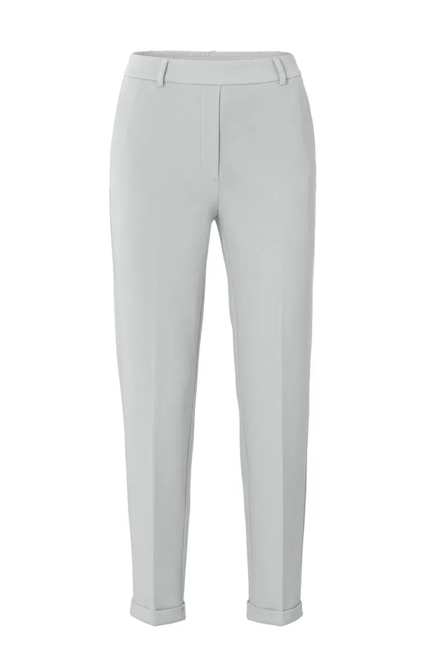 Scuba Trousers With Straight Legs And Adjustable Waistband Harbor Mist Grey Women YAYA Trousers Scuba Trousers With Straight Legs And Adjustable Waistband Harbor Mist Grey Women YAYA Trousers