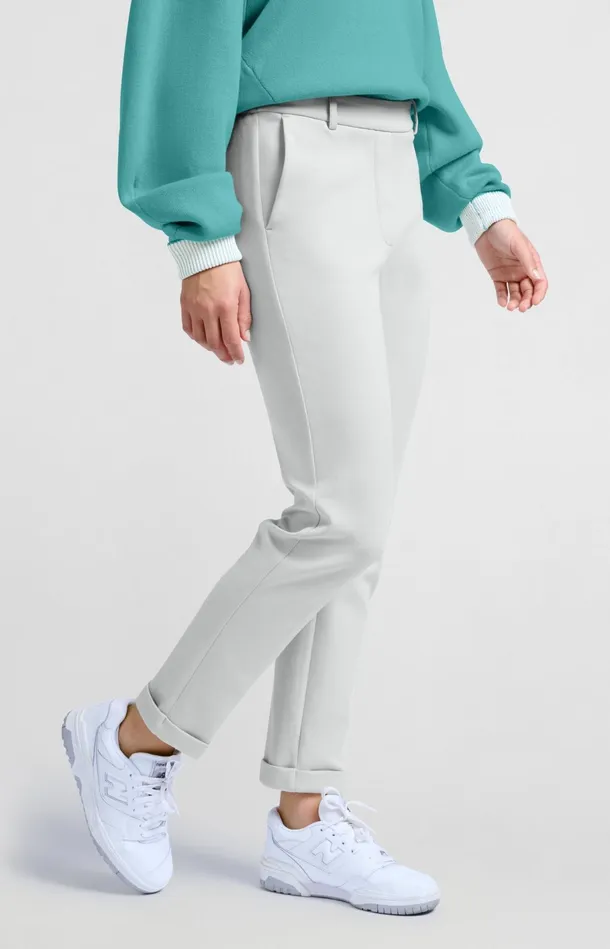 Scuba Trousers With Straight Legs And Adjustable Waistband Harbor Mist Grey Women YAYA Trousers Scuba Trousers With Straight Legs And Adjustable Waistband Harbor Mist Grey Women YAYA Trousers
