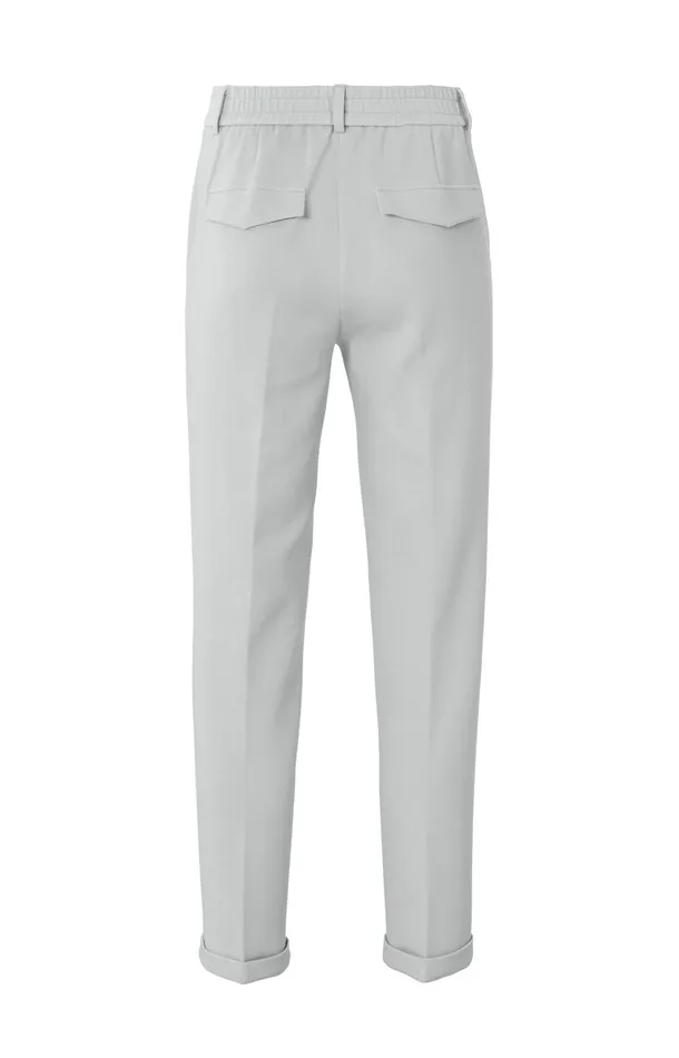 Scuba Trousers With Straight Legs And Adjustable Waistband Harbor Mist Grey Women YAYA Trousers Scuba Trousers With Straight Legs And Adjustable Waistband Harbor Mist Grey Women YAYA Trousers