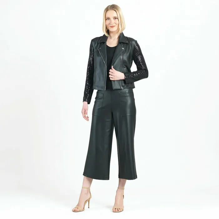 Sequin Knit 8211 Liquid Leather Sheen Moto Jacket 8211 Black Women Clara Sunwoo Jackets Cardigans