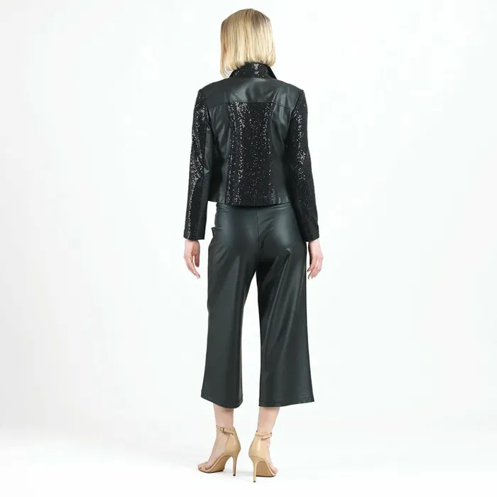 Sequin Knit 8211 Liquid Leather Sheen Moto Jacket 8211 Black Women Clara Sunwoo Jackets Cardigans