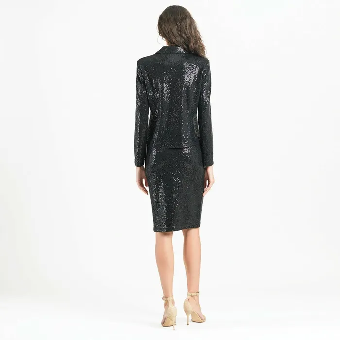 Sequin Knit 8211 Modern Button Blazer 8211 Black Women Clara Sunwoo Jackets Cardigans