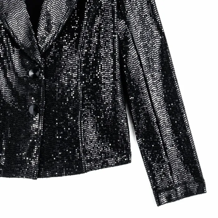 Sequin Knit 8211 Modern Button Blazer 8211 Black Women Clara Sunwoo Jackets Cardigans