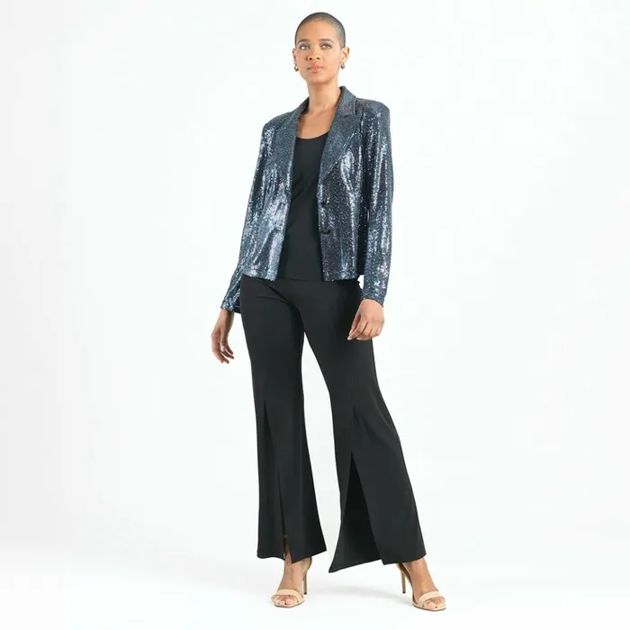 Shimmer Sequin 8211 Modern Button Blazer 8211 Gunmetal Women Clara Sunwoo Jackets Cardigans