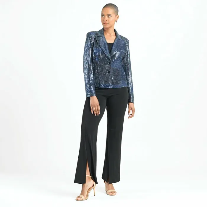 Shimmer Sequin 8211 Modern Button Blazer 8211 Gunmetal Women Clara Sunwoo Jackets Cardigans