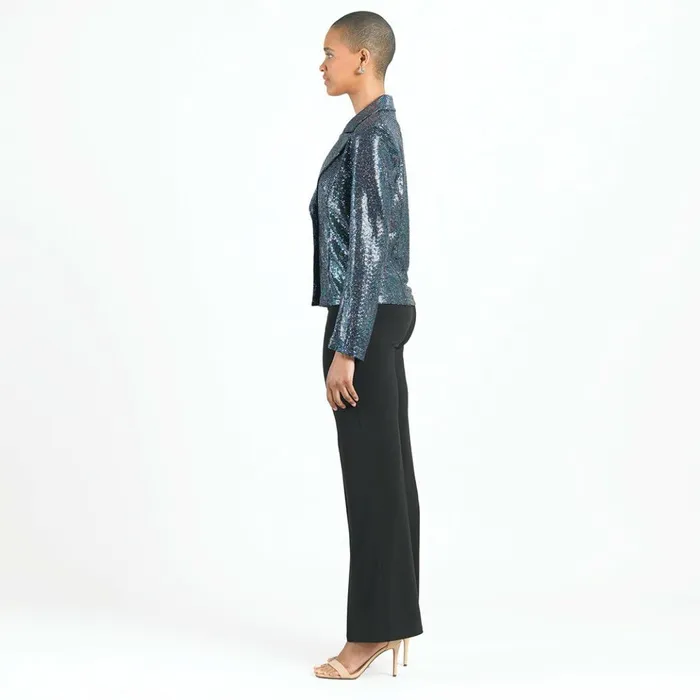 Shimmer Sequin 8211 Modern Button Blazer 8211 Gunmetal Women Clara Sunwoo Jackets Cardigans