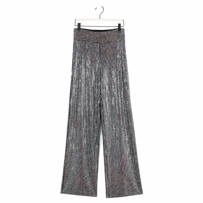 Shimmer Sequin 8211 Wide Leg Pant 8211 Silver Pinstripe Women Clara Sunwoo Pants Skirts