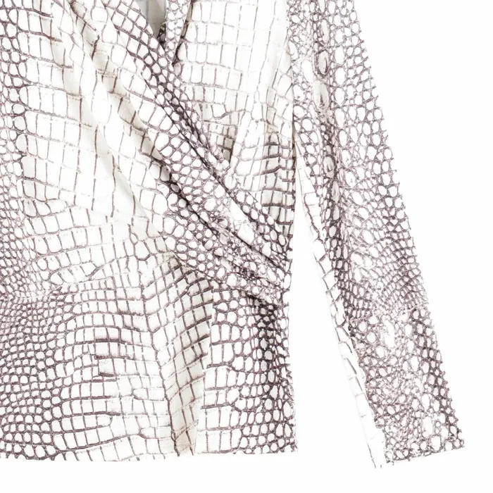 Shimmer Textile 8211 VNeck Draped Pleat Top 8211 Croc Scale 8211 Limited Sizes 8211 SM LRG XL Women Clara Sunwoo Tops Tunics