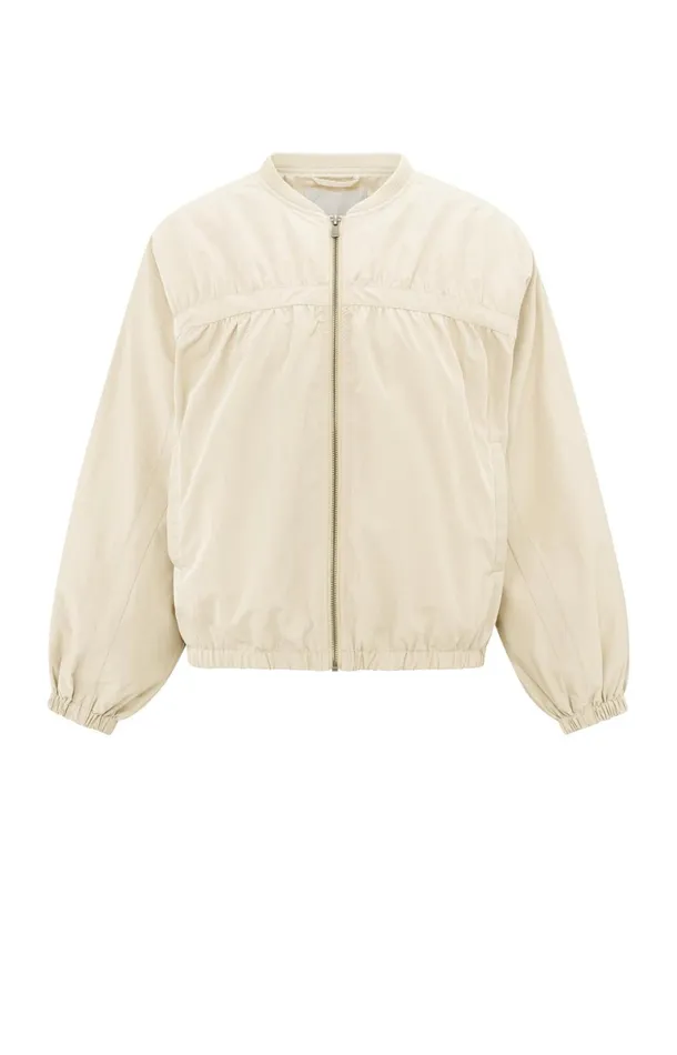 Short Nylon Bomber Jacket With Oversized Fit Off White Women YAYA Jackets
