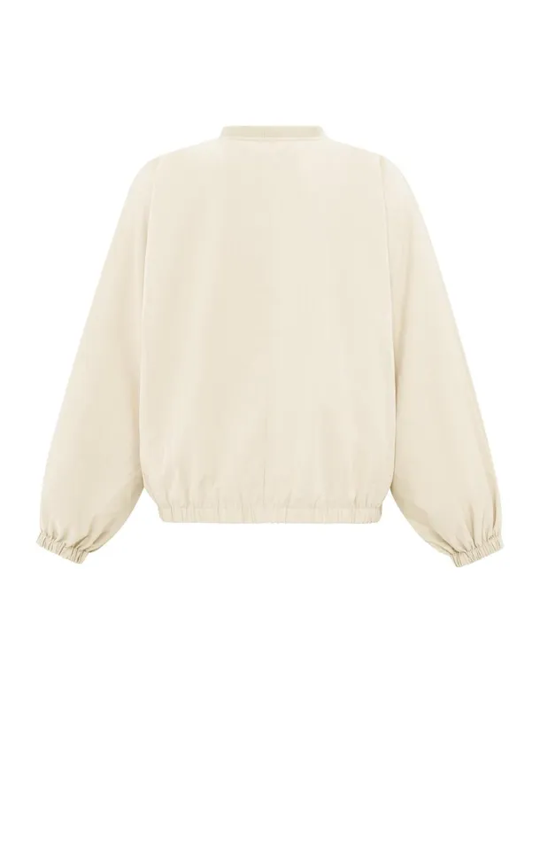 Short Nylon Bomber Jacket With Oversized Fit Off White Women YAYA Jackets Short Nylon Bomber Jacket With Oversized Fit Off White Women YAYA Jackets
