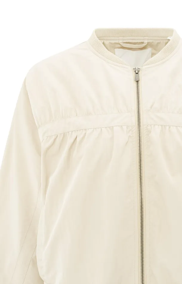 Short Nylon Bomber Jacket With Oversized Fit Off White Women YAYA Jackets Short Nylon Bomber Jacket With Oversized Fit Off White Women YAYA Jackets