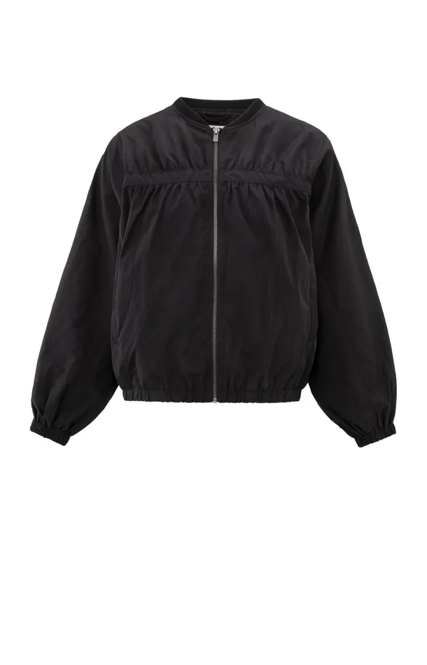 Short Nylon Bomber Jacket With Oversized Fit Phantom Women YAYA Jackets Short Nylon Bomber Jacket With Oversized Fit Phantom Women YAYA Jackets