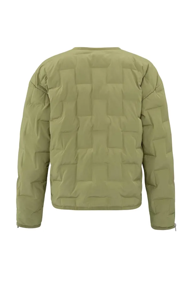 Short Quilted Jacket With Pockets And Zipper Closure Olive Women YAYA Coats Short Quilted Jacket With Pockets And Zipper Closure Olive Women YAYA Coats