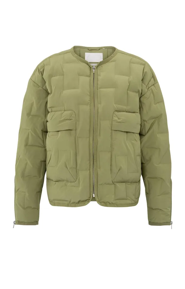 Short Quilted Jacket With Pockets And Zipper Closure Olive Women YAYA Coats Short Quilted Jacket With Pockets And Zipper Closure Olive Women YAYA Coats