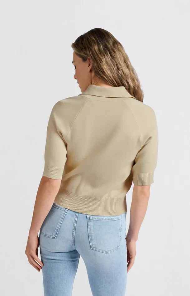 Short Sleeve Cardigan With Zipper Putty Beige Women YAYA Cardigans Short Sleeve Cardigan With Zipper Putty Beige Women YAYA Cardigans