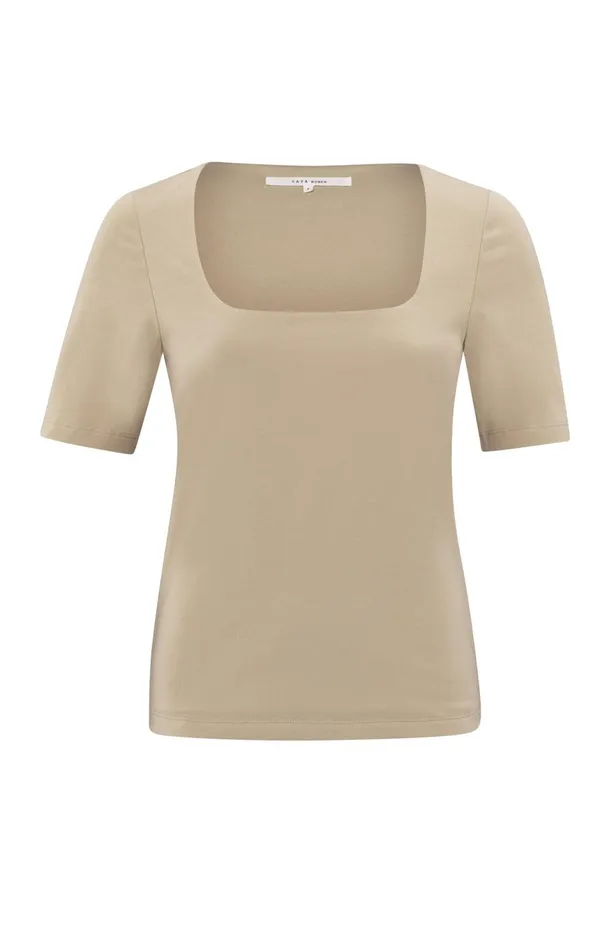Shortsleeve Tshirt With Square Neckline Humus Beige Women YAYA Tshirts