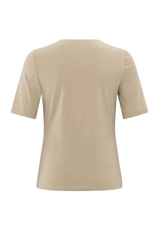Shortsleeve Tshirt With Square Neckline Humus Beige Women YAYA Tshirts Shortsleeve Tshirt With Square Neckline Humus Beige Women YAYA Tshirts