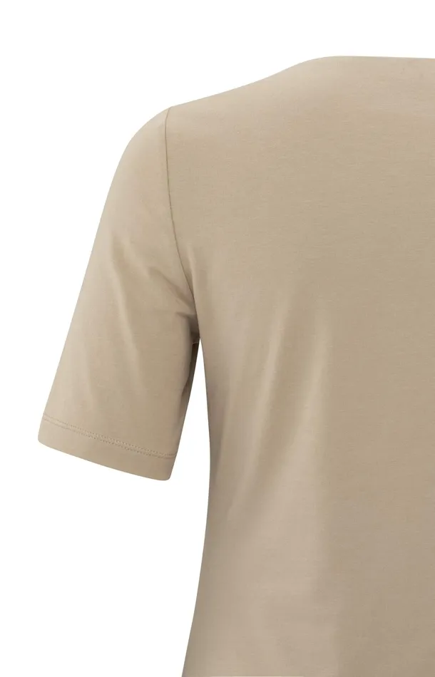 Shortsleeve Tshirt With Square Neckline Humus Beige Women YAYA Tshirts Shortsleeve Tshirt With Square Neckline Humus Beige Women YAYA Tshirts