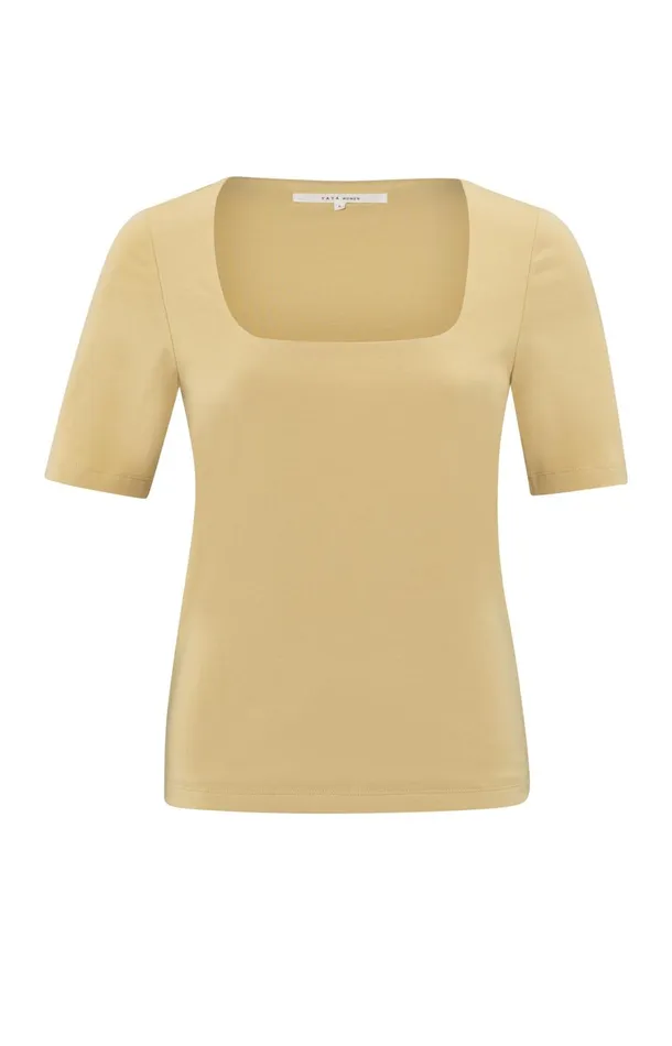 Shortsleeve Tshirt With Square Neckline Moonstone Yellow Women YAYA Tshirts Shortsleeve Tshirt With Square Neckline Moonstone Yellow Women YAYA Tshirts