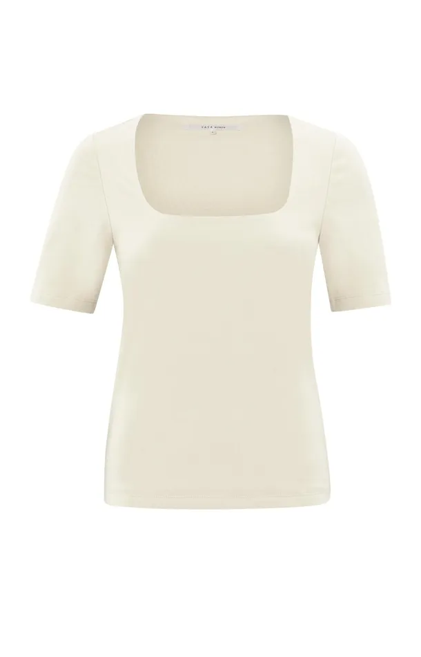 Shortsleeve Tshirt With Square Neckline Off White Women YAYA Tshirts
