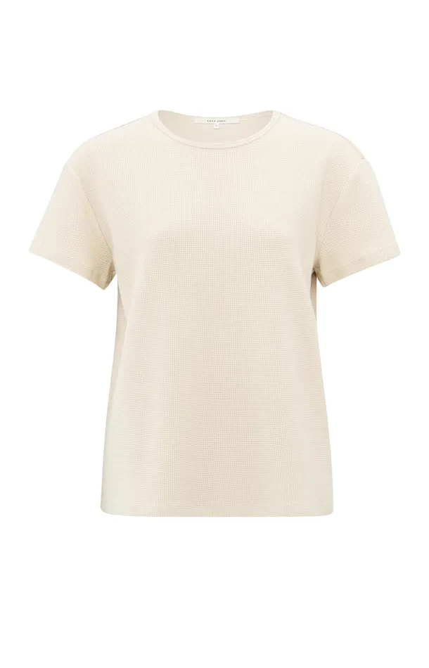 Shortsleeve Waffle Tshirt Off White Knit Women YAYA Tshirts Shortsleeve Waffle Tshirt Off White Knit Women YAYA Tshirts
