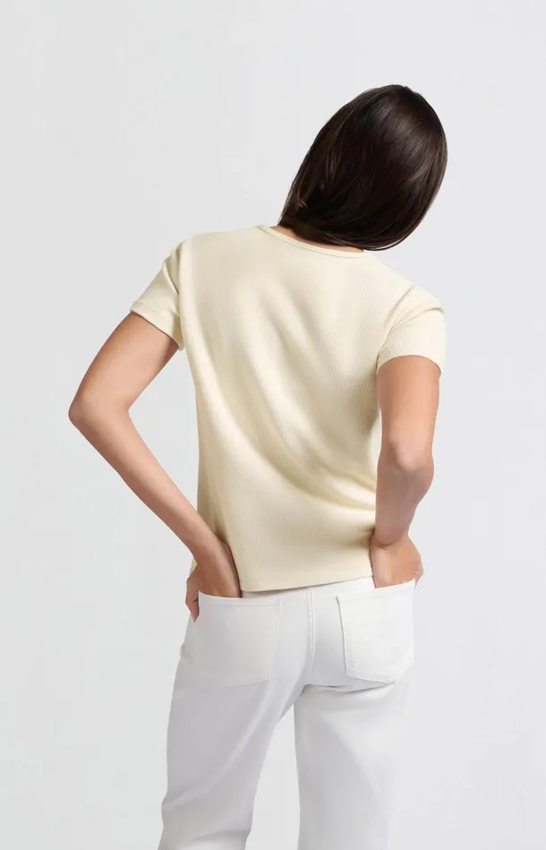 Shortsleeve Waffle Tshirt Off White Knit Women YAYA Tshirts Shortsleeve Waffle Tshirt Off White Knit Women YAYA Tshirts