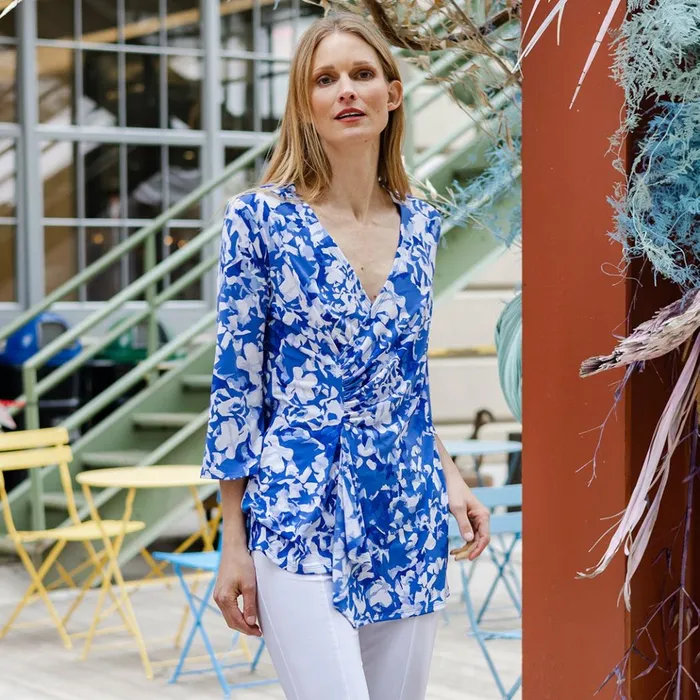 Side Gathered Drape Tunic 8211 Floral Blossom 8211 Final Sale Women Clara Sunwoo Tops Tunics