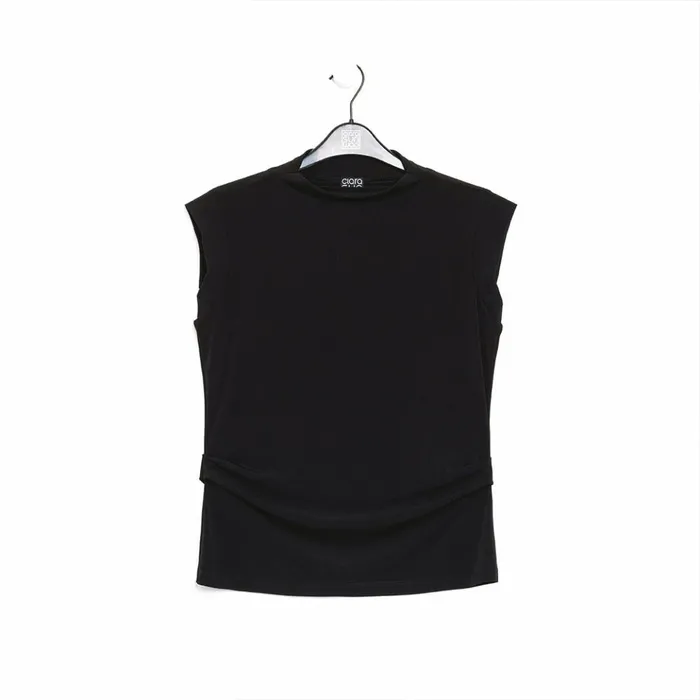Side Ruched Cap Sleeve Top 8211 Black 8211 Final Sale Women Clara Sunwoo Modern Basics