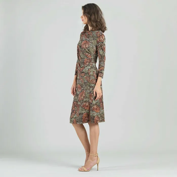 Side Slit 34 Sleeve Midi Dress 8211 Mosaic Leaves 8211 Final Sale Women Clara Sunwoo Dresses Jumpsuits